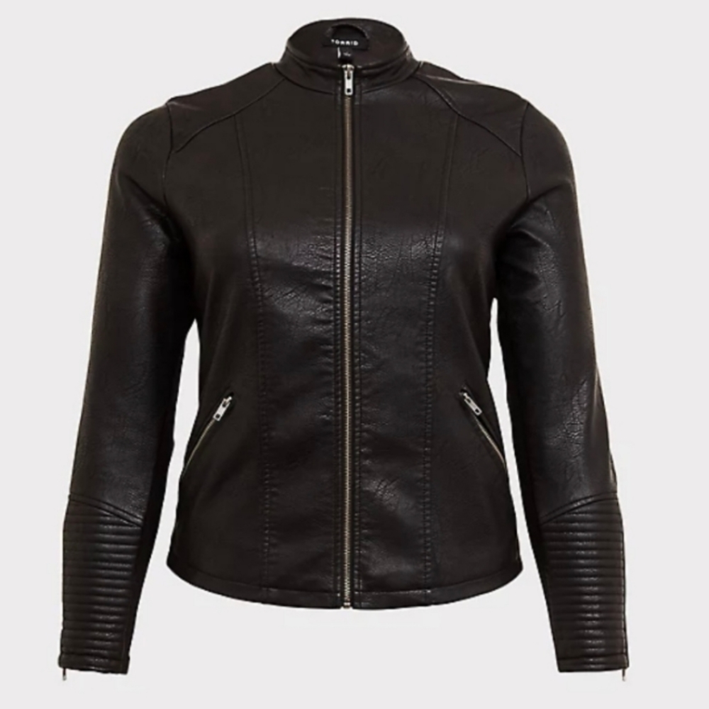 Torrid Black Faux Leather Moto Jacket Size 2 (2X)